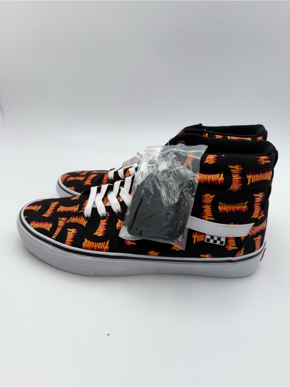 VANS Sk8-Hi Thrasher Allover Logo High Top Skate Sneaker Black/Multi